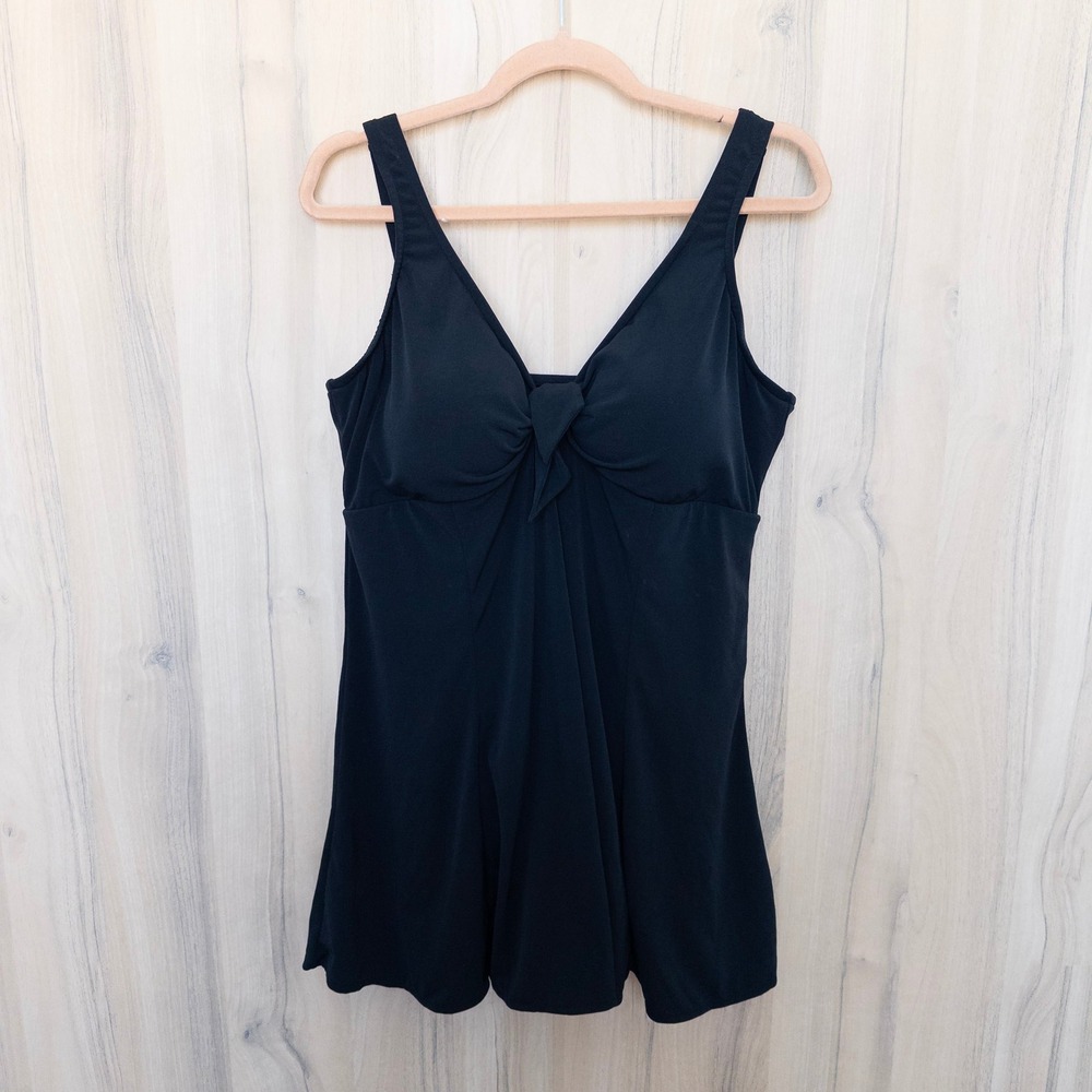 Slimshaper Womens Swim Dress 18 Black Modest‎ Beach Minimal Tummy Control